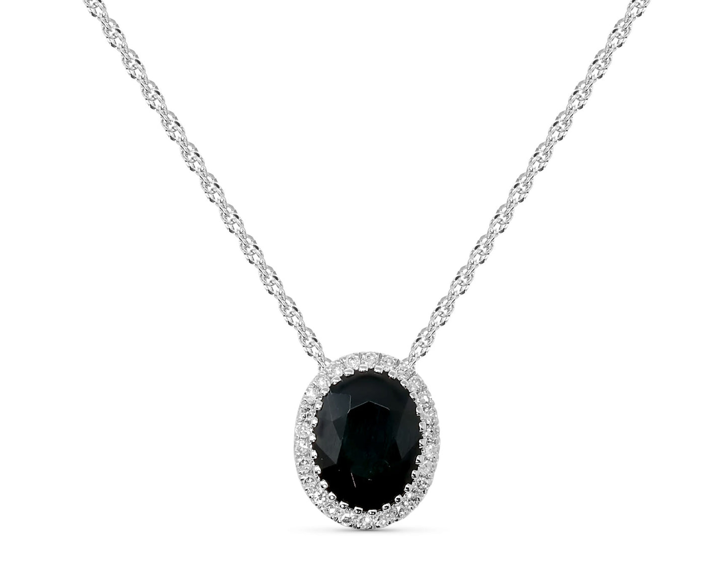 Sapphire Pendant with Diamond Halo