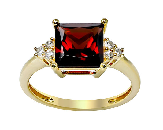 Red Garnet and Diamond RIng