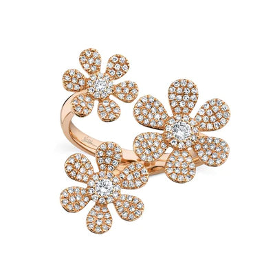 Triple Flower Diamond Ring