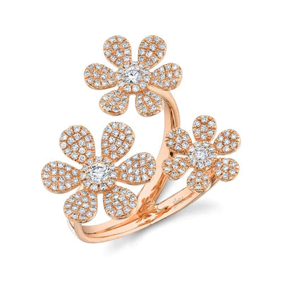 Triple Flower Diamond Ring