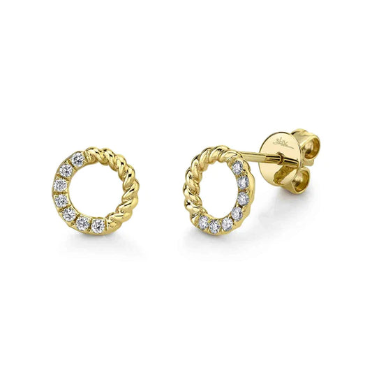 Twisted Gold and Diamond Studs