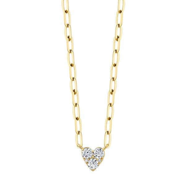 Diamond Heart on Paperclip Chain Necklace