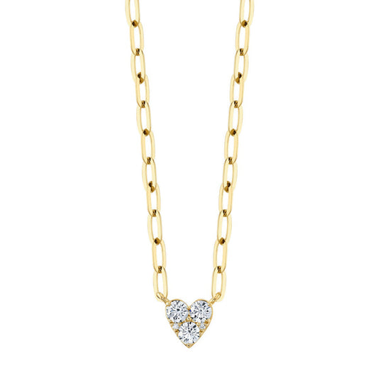 Diamond Heart on Paperclip Chain Necklace