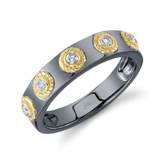 Black Rhodium Bezel Set Diamond Ring