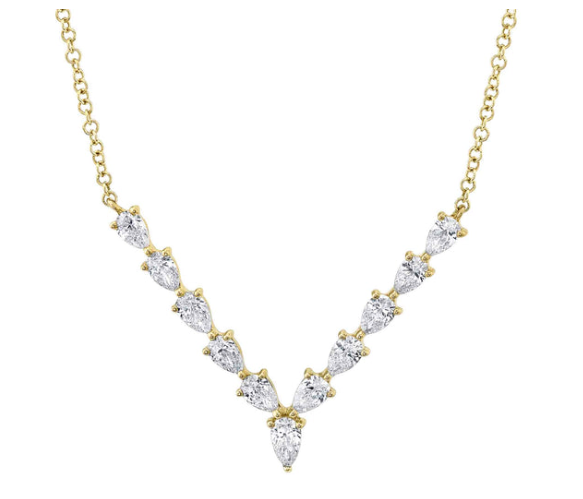 Diamond Pear Shape V Necklace