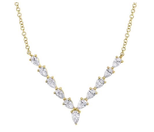 Diamond Pear Shape V Necklace