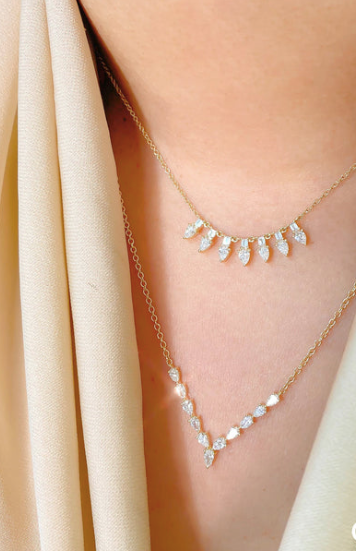 Diamond Pear Shape V Necklace