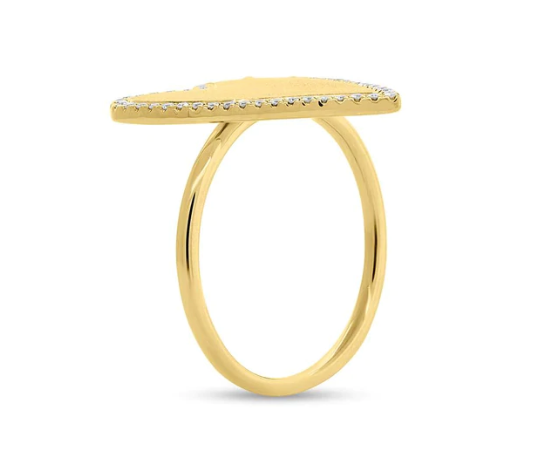 Brushed Gold Heart Ring with Diamond Halo