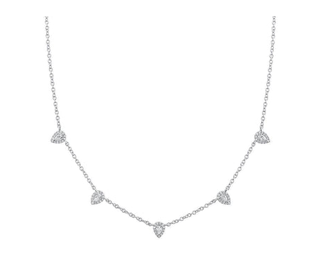 Five Hanging Diamond Pear Cluster Necklace