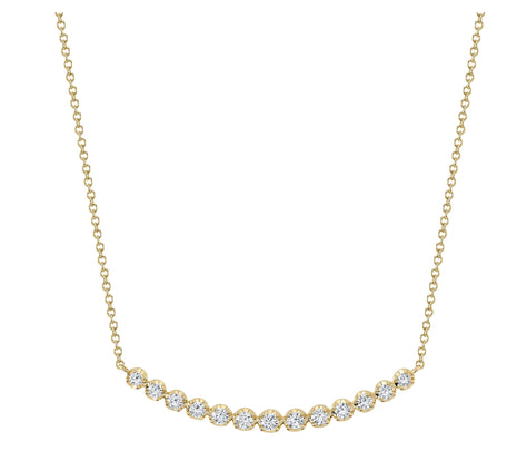 Curved Diamond Bar Necklace in Crown Setting