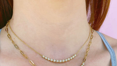 Curved Diamond Bar Necklace in Crown Setting