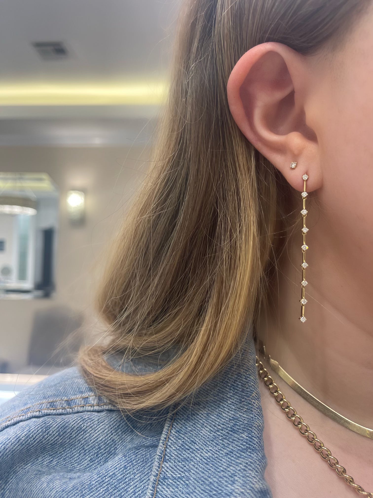 Hanging solitaire diamond earrings Clearance
