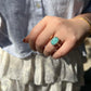 Radiant Amazonite Ring with Clear Quartz and Diamond Halo