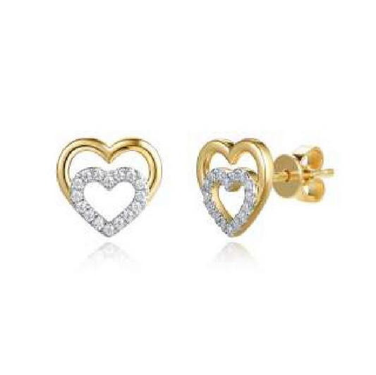 Double Heart Diamond Studs