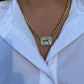 Green Amethyst on Cuban Chain Necklace