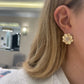 Gold Flower Studs With Diamond Center