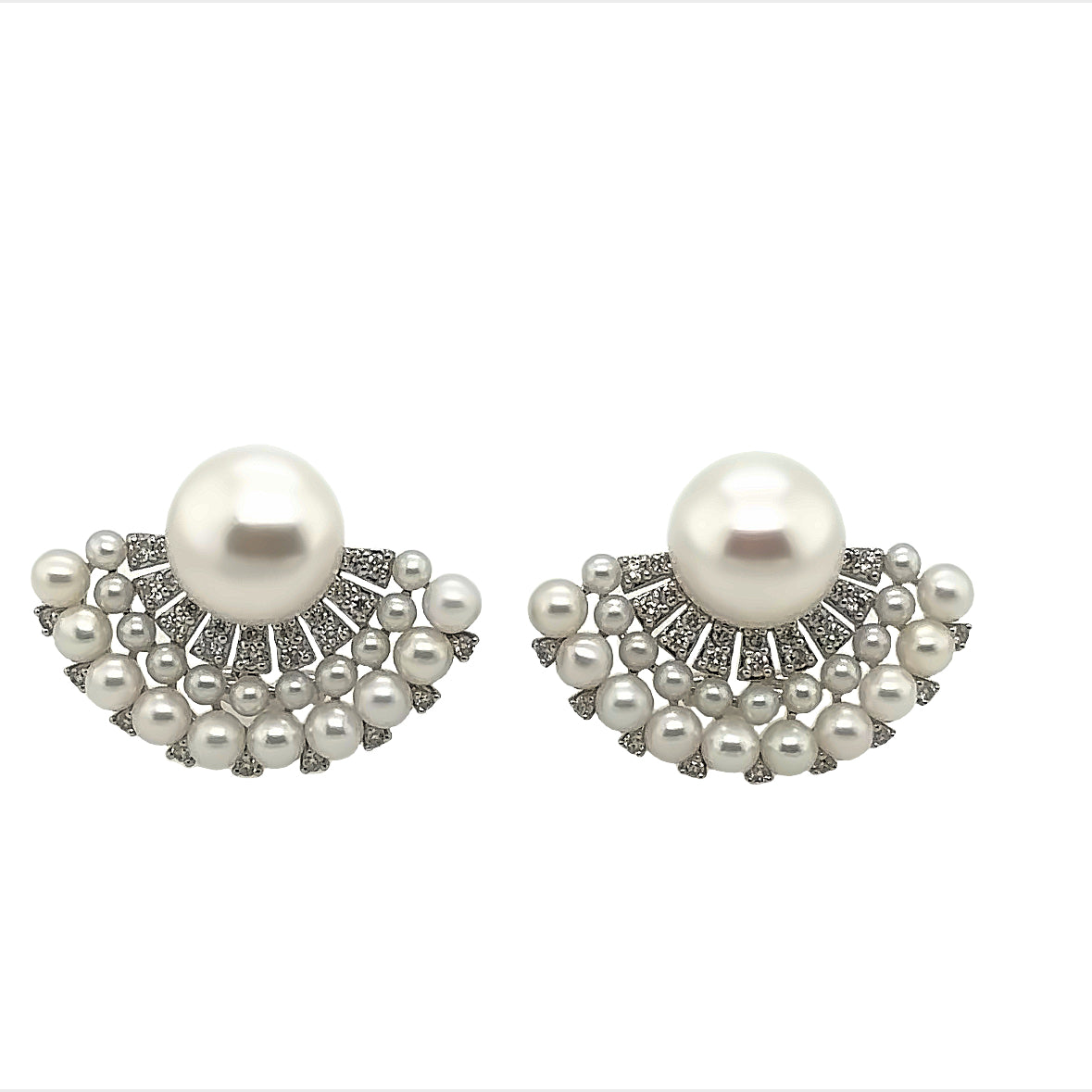 Pearl and Diamond Fan earrings