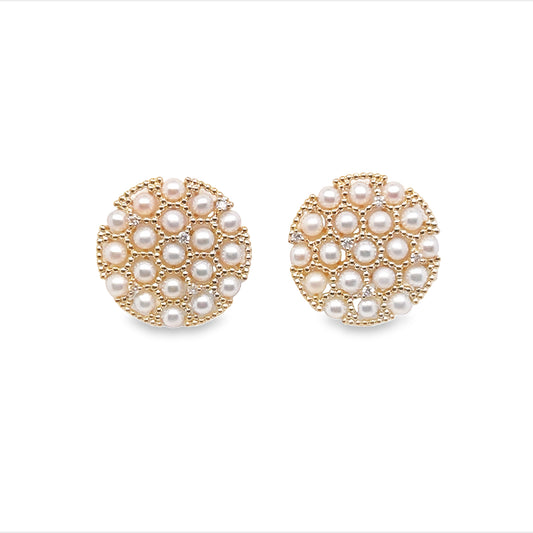 Pearl and Diamond studs earrings