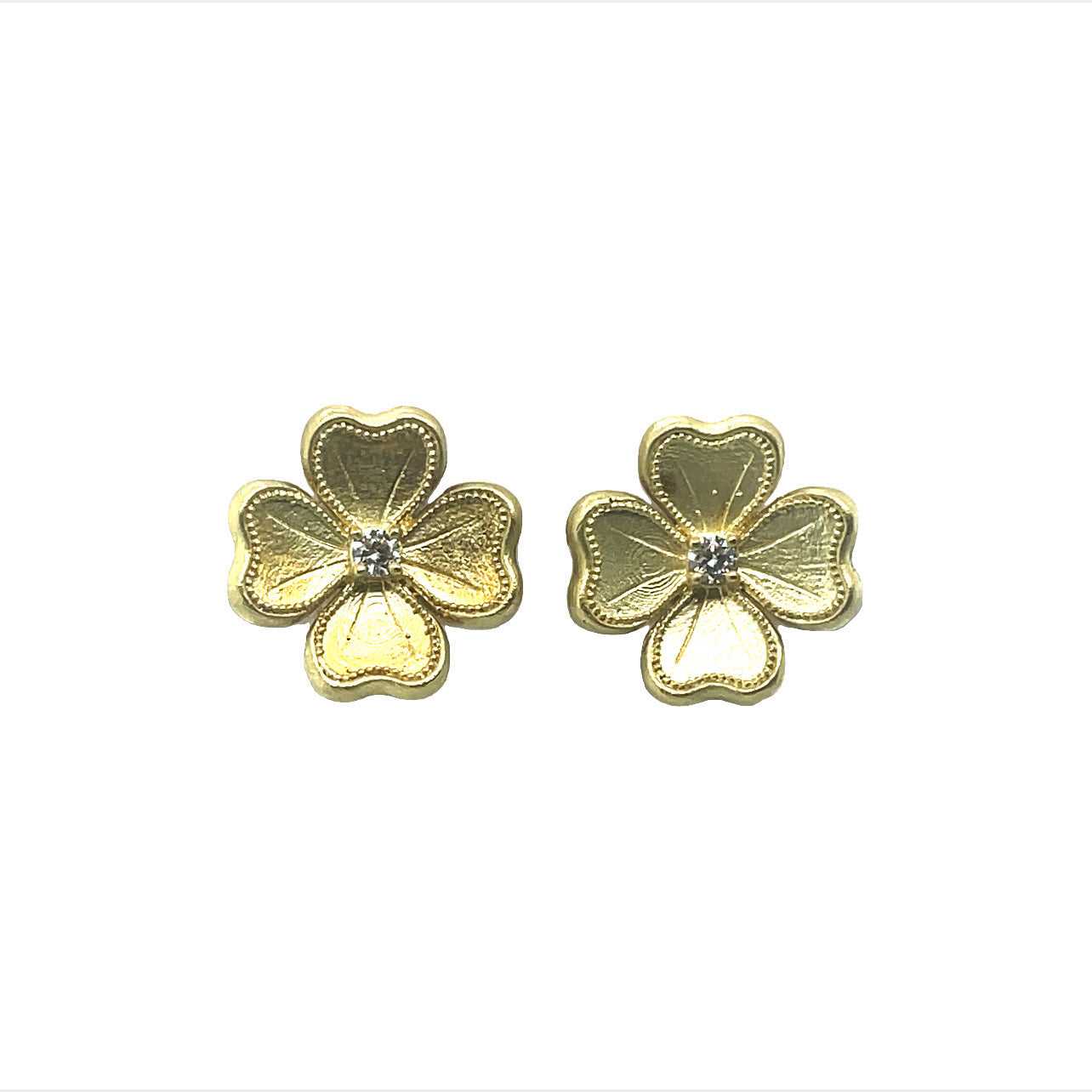 Flower Studs with Diamond Center