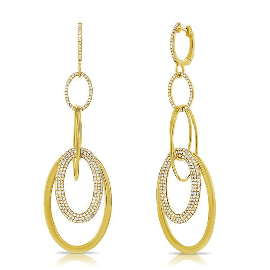 Diamond and Gold Hanging Link Earrings