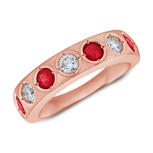 Ruby and Diamond contrast Ring